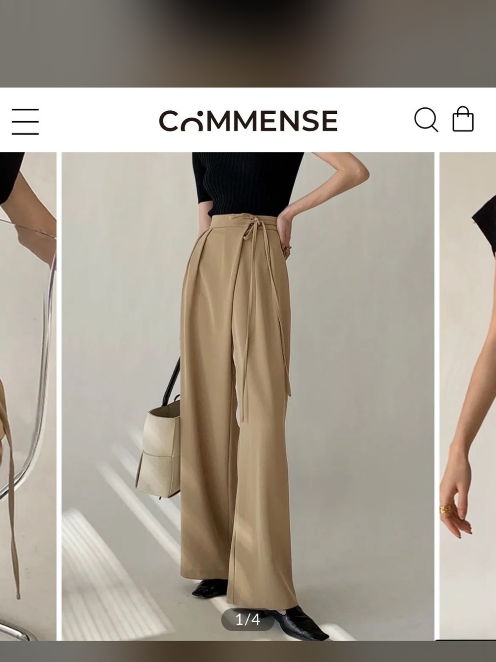 Commense Tie Waist Flowy Wide Leg Dress Pants